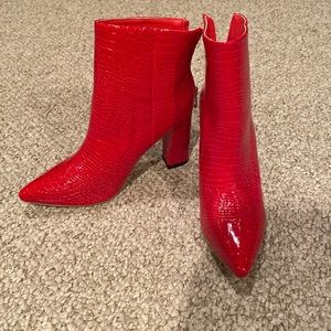 Red ankle booties
